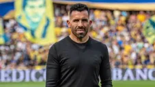 Tévez durante partido con Central