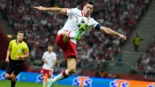 Lewa en un partido de Polonia