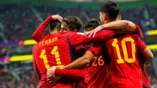 Jugadores de España, en festejo de gol