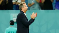 Kasper Hjulmand durante un partido con Dinamarca