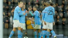 Jugadores del City festejando un gol vs Liverpool