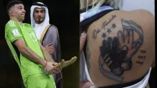 Tatuaje con el nombre del Dibu Martínez mal