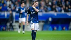 Marcelo Flores en un partido del Oviedo