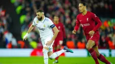 Benzema anotó doblete ante el Liverpool