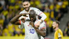 Jugadores de Bélgica en festejo de una anotación