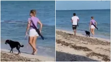 La mujer aparece con un rifle calibre 4.5