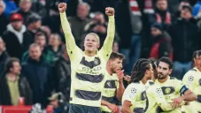 Haaland celebra su victoria ante el Bayern Munich