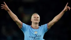 Erling Haaland festejando su gol ante el West Ham