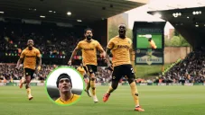 Jugadores del Wolverhampton celebrando el gol ante el Aston Villa