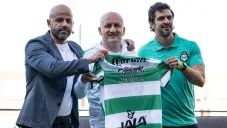 Repetto en su presentación como DT de Santos