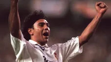 Hugo festeja un gol con el Real Madrid