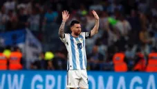 Leo Messi festejando el título de Argentina