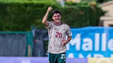 Luca Martínez festejando un gol con el Tri Sub 23
