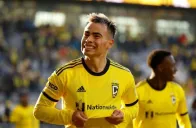 Lucas Zelarayán festeja un gol con el Columbus Crew