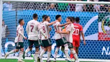 Jugadores del Tri en festejo de gol