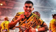 Pineda en celebración de gol