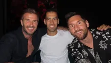 Beckham junto a Messi y Busquets