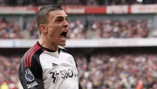Palhinha celebra el gol que le dio el empate al Fulham