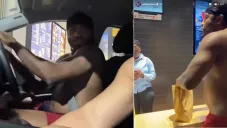 Adrien Bronex, boxeador profesional, fue grabado sin playera gritándole a personal de McDonald's