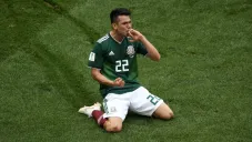 Lozano celebrando su gol ante Alemania