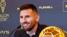 Lionel en rueda de prensa del Balón de Oro 2023