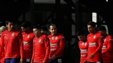 El cuadro rojiblanco entrenando