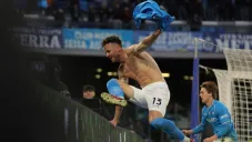 El festejo luego del gol de la victoria