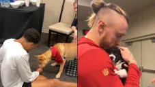 Los San Francisco 49ers se relajan con cachorros previo a la Final de Conferencia vs Detroit