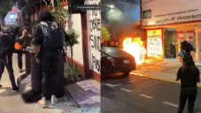 Un grupo radical prendió fuego a un sillón que fue apagado más tarde.