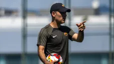 Rafa Márquez entrenando al Barcelona B