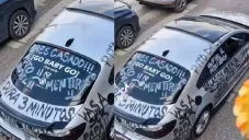 Mujer de Puebla pinta el auto de su ex pareja llamándolo &quot;infiel&quot; y &quot;poco hombre&quot;