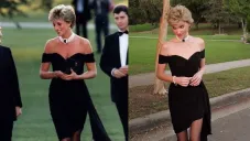 Elsa Hosk recrea el momento de la Princesa Diana usando el &quot;vestido de la venganza&quot;