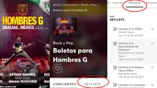 Dentro de la página o app de la empresa aparecerán los listados de canciones de los últimos shows.