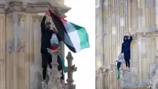 Un hombre escaló el Big Beng para alzar bandera de Palestina