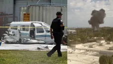 Al momento de caer generó una enorme columna de humo que fue controlada por los bomberos.