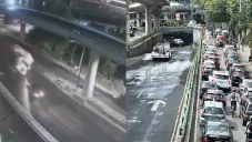 VIDEO: Pipa cargada con combustible vuelca en Periférico y colapsa la vialidad