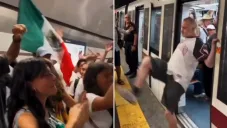 Una persona se puso agresiva, evitando que los connacionales abordaran el vagón.