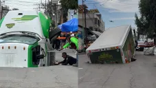 VIDEO: Socavón en Iztapalapa atrapa camión de refrescos