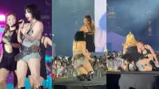 La artista fue sacada de brazos por una persona de su straff.