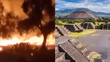 Fuego en Teotihuacán: así se vivió el incendio detrás de la Pirámide de la Luna