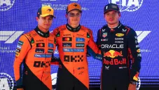 Norris, Piastri y Verstappen