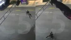 VIDEO: Paracaidista cae en CDMX y queda atorado en un semáforo del Centro Histórico