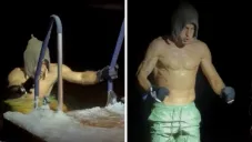 Sergio Canales se sumerge en lago congelado en Finlandia para recuperase físicamente
