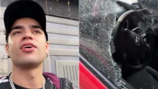 El cantante mostró el 'cristalazo' que le dieron afuera de su casa.