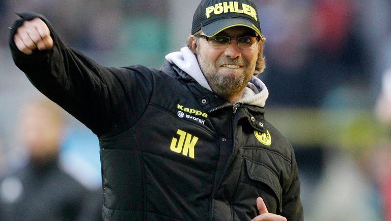 Klopp celebra tras un partido con el Dortmund