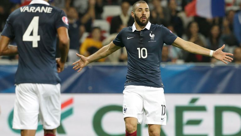 Benzema, durante el amistoso entre Francia y Armenia