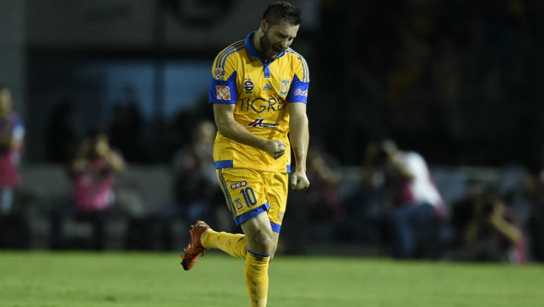 Gignac festeja su gol contra Chiapas en Cuartos de Final del A2015