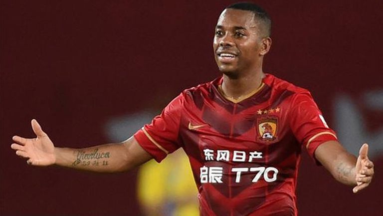 Robinho, en un partido con el Guanghzou Evergrande