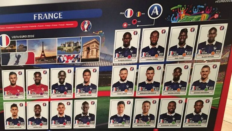 Selección de Francia que forma parte del album Panini de la Euro 2016