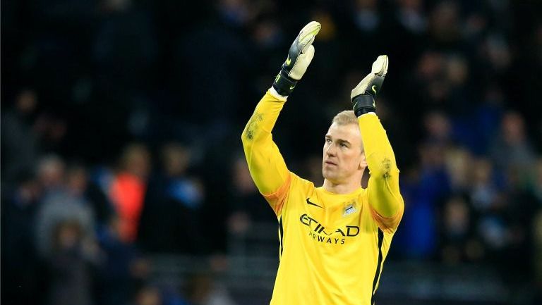 Joe Hart durante el juego entre City y Real Madrid en Champions